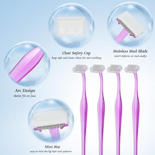 12PCS Eyebrow Trimmer Razors, Facial T Shape Shaver Tool for Eye Brow, Face Razors for Women, Eyebrow Trimming Kit for Girls, Safe and Easy Peach Fuzz Remover for Smooth and Radiant Skin (Purple)