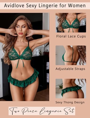 Avidlove Sexy Lingerie Set for Women Lace Bra and Panty Sets 2 Piece Sheer Babydoll Outfits S-XXL