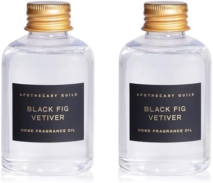 Zodax Apothecary Guild Opal Glass Reed Diffuser Refills, 4 Oz/2 Count - Black Fig Vetiver
