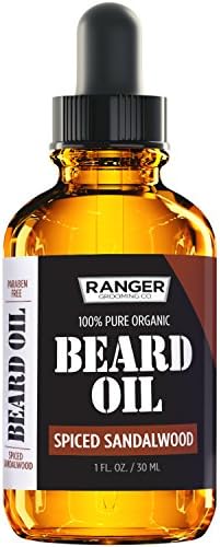 Leven Rose Spiced Sandalwood Beard Oil & Leave In Conditioner by Ranger Grooming Co, 100% Pure Natural Organic for Groomed Beards, Mustaches, and Moisturized Skin 1 oz