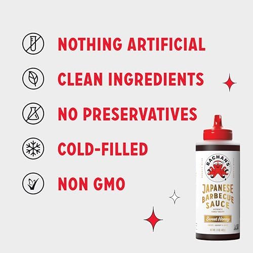 Bachan's Japanese Barbecue Sauce - Sweet Honey, 17 Oz Bottle, Cold-Filled, Non GMO, No Preservatives, Vegetarian and BPA free - Sweet BBQ Sauce for Wings, Chicken, Beef, Pork, Seafood, Noodle Recipes