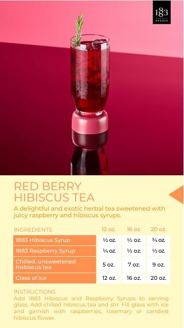 1883 Raspberry Syrup for Drinks, Made in France, 1 Liter Glass Bottle