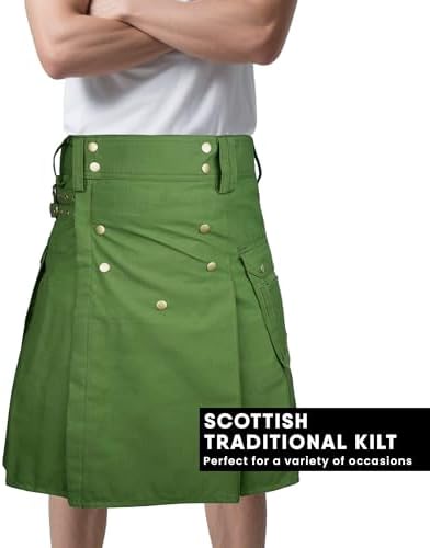 Kilt for Men - Modern Scottish Utility Hybrid Kilt with Cargo Pockets, Ideal for Weddings & Events