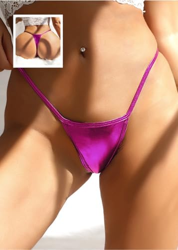 ohyeahlady Womens Sexy G-String Thongs Leather Bikini Panties Micro Underwear Low Rise T-Back Lingerie Underpants Plus Size