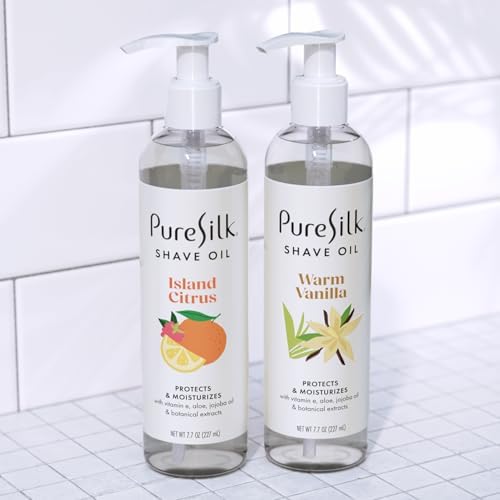 Pure Silk Island Citrus Shave Oil for Women | Shaving Oil for Smooth Shave, All Skin Types | Hydrating Vitamin E, Aloe, Botanical Extracts Protects & Moisturizes | 7.7 FL OZ (Pack of 1)