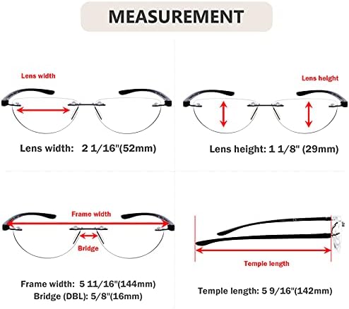 Eyekepper 4-pack Rimless Reading Glasses Women Men Half Moon Readers +0.50