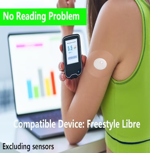 80 Pack Freestyle Libre 1/2/3 Sensor Covers Waterproof Adhesive Patches for CGM No Glue on Center Hypoallergenic Continuous Protection for 14 Days Latex-Free Pre-Cut Transparent Adhesive Sports Tape