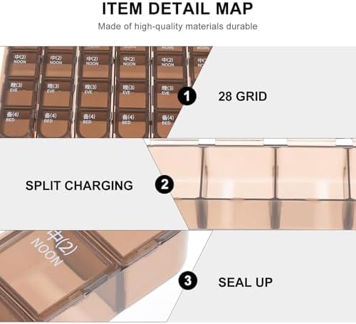 Portable 7-Day Pill Organizer Box with 28 Compartments, Mini Weekly Medicine Storage Case, Sealing Vitamin Container for Travel and Daily Use