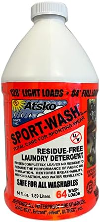 Atsko Sno-Seal SPORT WASH LAUNDRY DETERGENT, Liquid, 64 Fl Oz (Pack of 1), Unscented