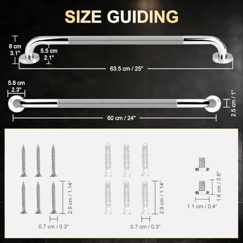 supregear Grab Bars for Bathtubs and Showers, Anti Slip Bathroom Grab Bars for Seniors, 304 Stainless Steel Safety Shower Handle, Toilet Handicap Elderly Assist Bathroom Wall Handle, 24 inch