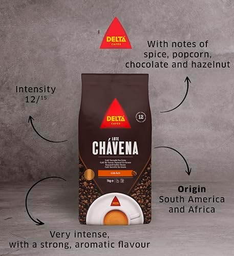 Delta Cafés Lote Chávena Whole Bean Coffee 1kg/35.2 oz – Arabica & Robusta Blend, Brazil & Guatemala Origins, Full-Bodied Espresso Beans with Chocolate, Malt & Hazelnut Notes