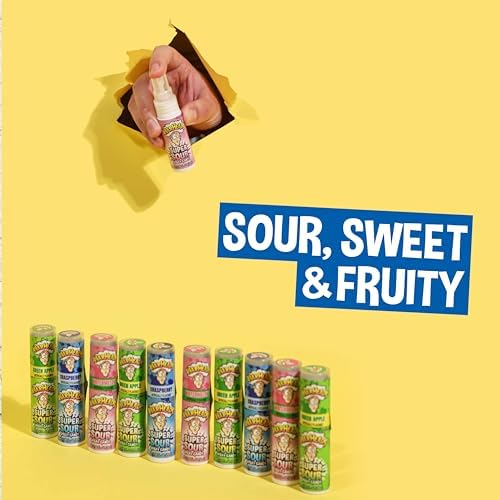 WARHEADS - Super Sour Candy Spray - Blue Raspberry, Green Apple and Watermelon Flavors - 0.68 oz. Bottles - 12 Pack