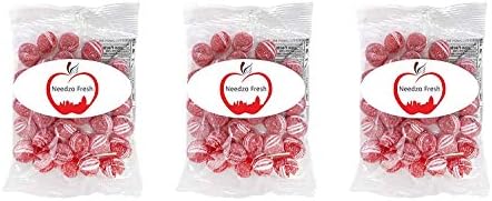 Needzo Fresh Spicy Cinnamon Balls Sanded with Sweet Sugar, Old Fashioned Hard Candies, Pack of 3, 6 Ounces