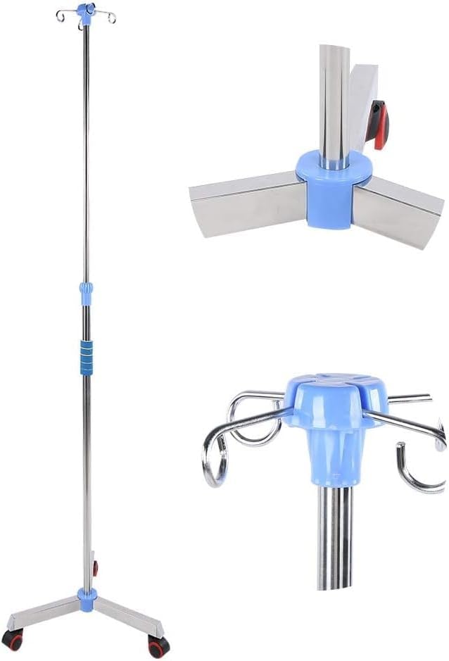 Intravenous Pole with Wheels, Infusion Stand, Stable and Sturdy for Community Service Centers Home Care Nursing Homes Maximum Durability