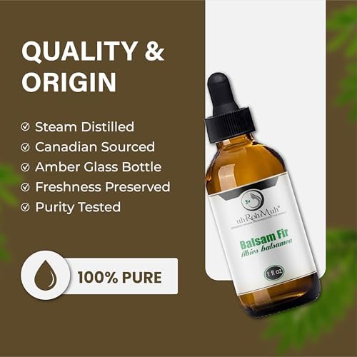 Balsam Fir Essential Oil, Abies Balsamea, Steam Distilled Fir Needle Oil, Fresh Evergreen Aroma for Aromatherapy, Diffuser, Massage, Candle & Soap Making, Natural Oil for Blends - 1 Fl oz