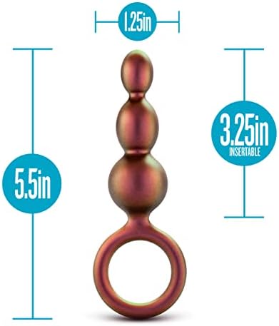 Blush Anal Adventures Matrix Beaded Loop 5.5" Butt Plug - 3 Graduated Silicone Beads - UltraSilk Smooth Texture Tapered Tip Anal Trainer, Slim O-Ring Bum Plug - Women Men Adult Sex Toy - Copper Bronze