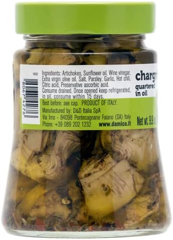 FRATELLI D'AMICO - Chargrilled Artichokes, Quartered in Oil, Grilled, Naples Style, 9.9oz (280g) NON-GMO (Pack of 2)