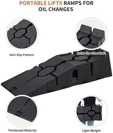 Garvee Plastic Car Service Ramps,Portable Low Profile Car Ramps for Maintenance or Oil Changes,5 Ton (12000 LB) Capacity,Lift Height 6.7 in, Home Garage,Vehicle Auto Garage Repair 2 Pack
