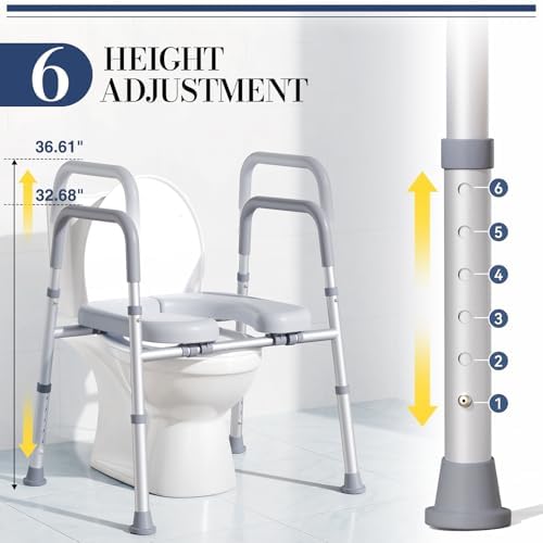 Toilet Seat Risers for Seniors, Raised Toilet Seat with Handles, Adjustable Height & Width, 400 lb Handicap Elevated Toilet Riser Toilet Seats for Pregnant Elderly, Fit Any Toilet