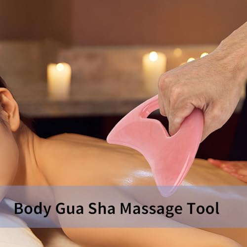 FDKJEJC Body Gua Sha Tool Cellulite Guasha Tool for Body Large Body Massage Tools (Natural Resin) Lymphatic Drainage Tool Guasha Tool for Face,Back, Legs, Women's Body Shaping Tools (Pink)