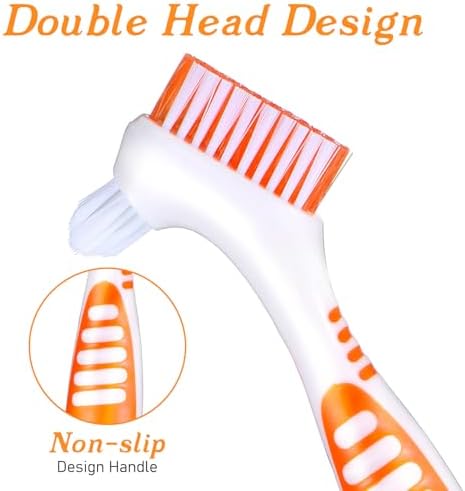 6 Pcs Denture Brush Denture Toothbrushes,Denture Cleaning Care Cleaning Brush with Double Sided Design, Dentures Care Essentials Multi-Layered Bristles and Rubber Anti-Slip Handle