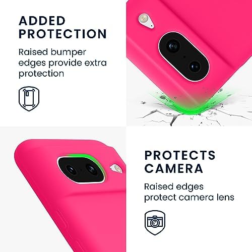kwmobile Case Compatible with Google Pixel 8 Case - TPU Silicone Phone Cover with Soft Finish - Neon Pink