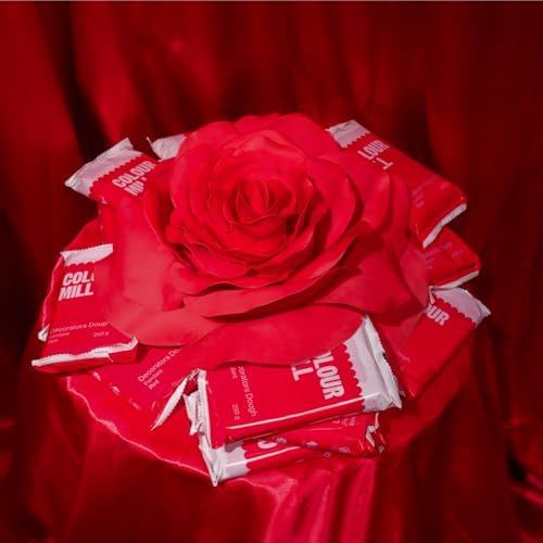 Colour Mill Decorators Dough Edible Cake Covering | Easy-to-Roll, Easy-to-Drape Fondant | Vanilla-Flavored Sugarpaste - 8.8 Ounce Red