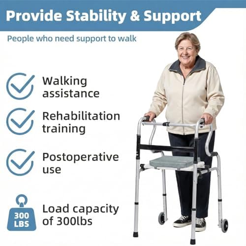 Seat for Walker - with Sponge Cushion,Universal Walker Rest Seat for Attachable Seat Folding, Maximum Weight Capacity of 250 Pounds