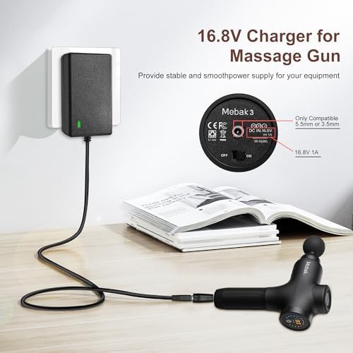 16.8V Charger for Massage Gun Compatible with TheraGun, Hyperice, Medcursor, Mebak, Toloco, Sportneer, Sonic, Fusion, Youdgee, Sharper Image, Olsky,Cryotex, Cholas Massage Gun - 79in DC Charger