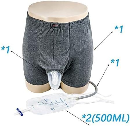 Male Urinal, Urinal Pee Holder, Reusable Wearable Men's Urinal with Elastic Waistband,Collection Urinal Bag with Two 500ml Urine Collection Bag,Large
