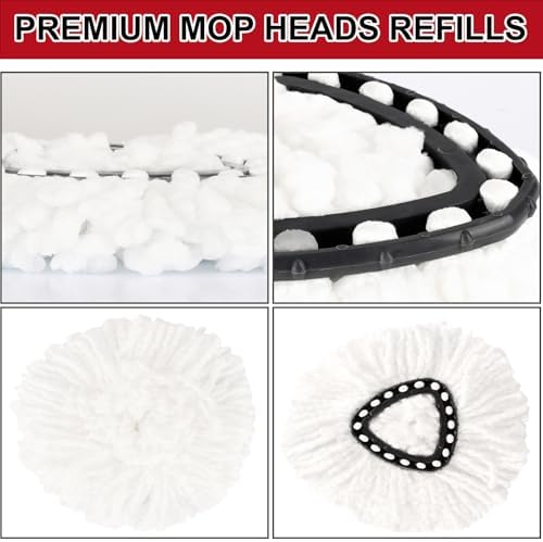 12 Pack Spin Mop Replacement Heads, 100% Microfiber Spin Mop Refill for Easy Wring Compatible with Triangle Spin Mop, 360 Degree Spinning Mop Replace Head for Floor Cleaning