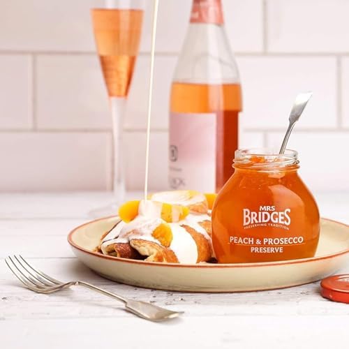 Mrs Bridges Peach & Prosecco Preserve, Made in Scotland, 12oz Jar (Pack of 3)