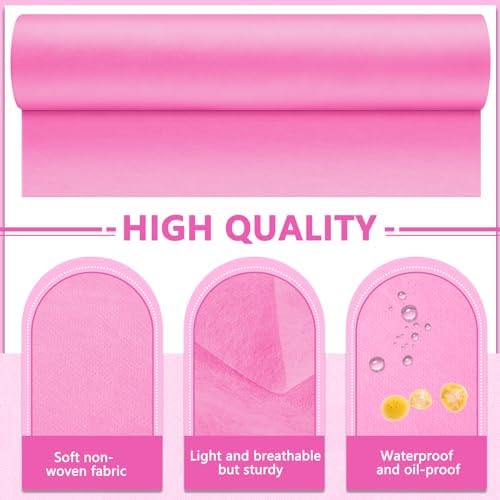 Tudomro 6 Rolls Disposable Non Woven Bed Sheets Massage Table Paper Covers Non Woven Fabric Massage Sheets Waterproof Spa Breathable Bed Cover for Beauty Salon (Pink)