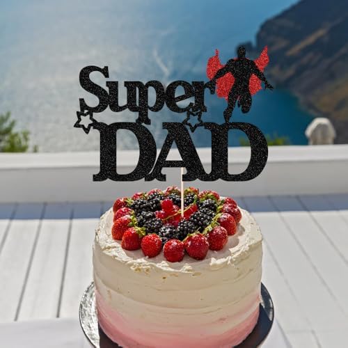 Black Glitter Father's Day Cake Topper Decoration Featured Happy Birthday Dad Cake Party Supplies