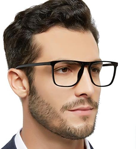 MARE AZZURO Reading Glasses Men Square Reader 0 1.0 1.25 1.5 1.75 2.0 2.25 2.5 2.75 3.0 3.5 4.0 5.0 6.0 (Black 200)