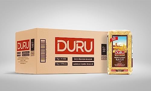 Duru Medium Coarse Bulgur, 1 Kg x 10 Pieces, Wheat Berries, 100% Natural and Certificated, High Fiber and Protein, Non-GMO