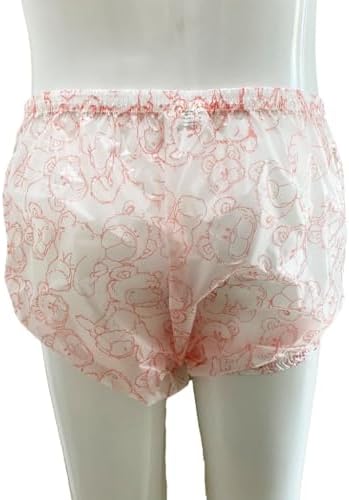 Haian High-Waisted Adult Incontinence Pull-on Plastic Printed Waterproof Pants (3XL, Bear)