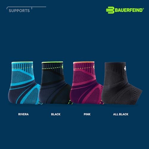 Bauerfeind Sports Ankle Support Dynamic - Ankle Compression Sleeve for Freedom of Movement - 3D AirKnit Fabric for Breathability - Premium Quality & Washable (S, All Black)
