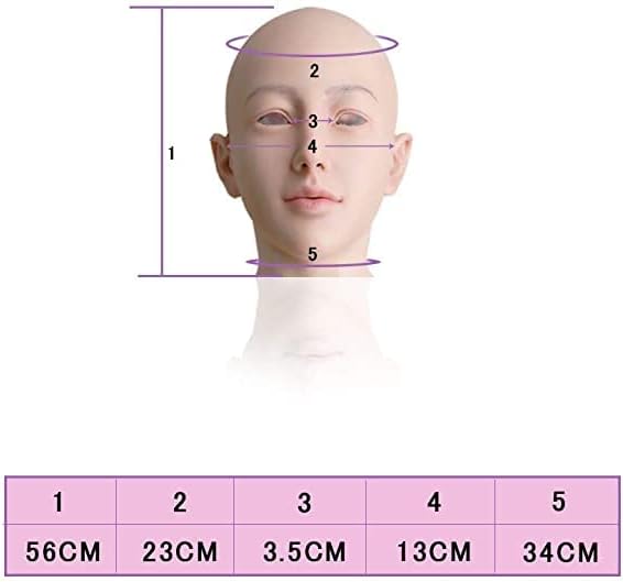 Minaky Soft Silicone Realistic Female Head Mask Hand-made Face for Crossdresser Transgender Costumes Disguise 3G(No.2)