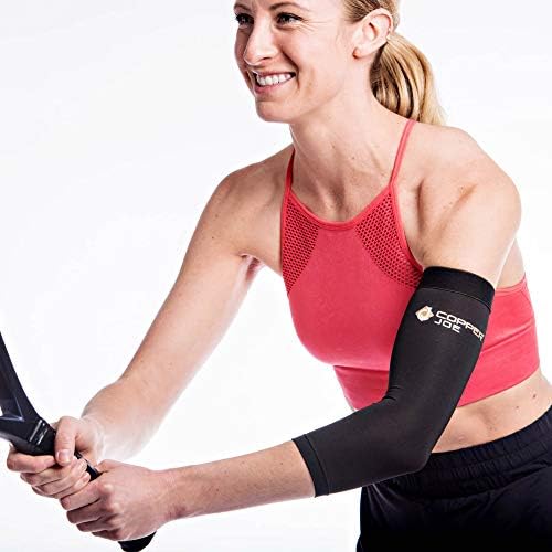 Copper Joe 2 Pack Recovery Elbow Compression Sleeve - Ultimate Copper Relief Elbow Brace for Arthritis, Golfers or Tennis Elbow and Tendonitis. Elbow Support Arm Sleeves For Men and Women (Medium)