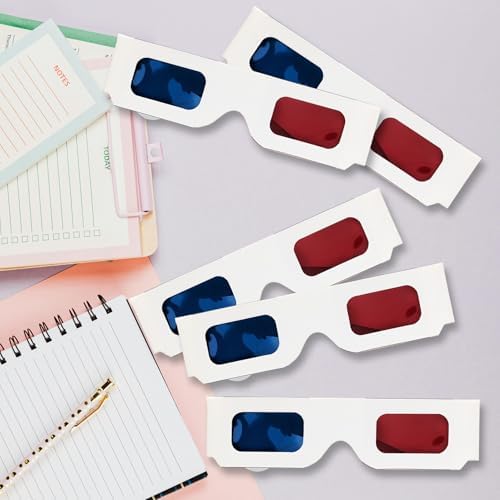 5 Pairs 3D Paper Glasses, Red Blue 3D Glasses, 3D Viewing Glasses Anaglyph 3D Glasses for Movies, TV