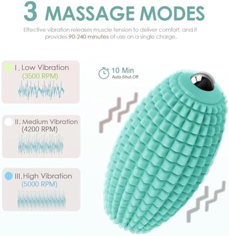 Vibrating Massage Ball for Muscle Recovery, Silicone Myofascial Massage Ball, Plantar Fasciitis Relief,Hip & Psoas Release, Deep Tissue & Trigger Point Roller for Neck, Back, Foot (Blue)