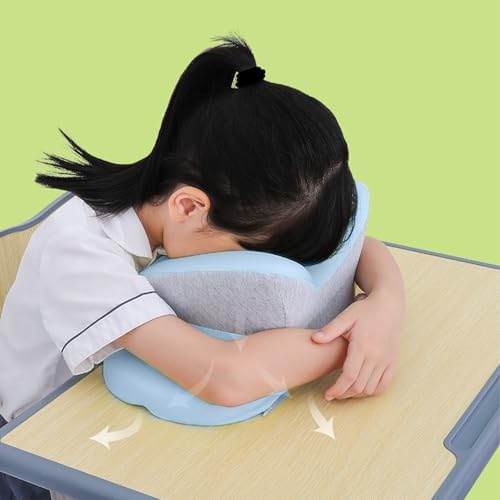 Asixxsix Desk Napping Pillow, Ergonomic Memory Foam Nap Sleeping Pillow Cushion for Office, Soft Breathable Desk Nap Pillow Face Down Desk Pillow Cushion with Removable Cover for Airplane