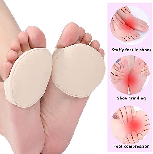 3 Pairs Ball of Foot Cushion Pads Honeycomb Fabric Forefoot Socks Pads Women's Invisible Toeless Half Socks Metatarsal Pads for Women Forefoot Care