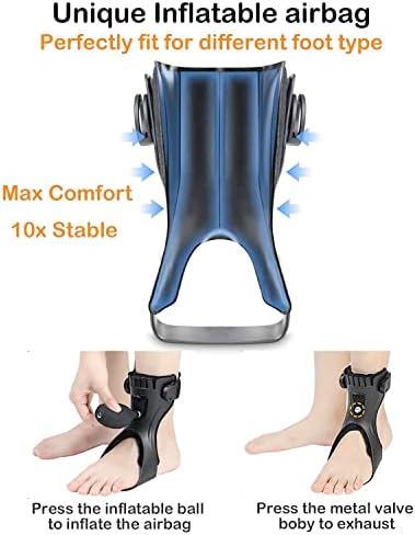Upgraded AFO Drop Foot Brace, Medical Foot Up Ankle Foot Orthosis Support with Inflatable Airbag for Hemiplegia Stroke Shoes Walking Foot Stabilizer, Medium, Right
