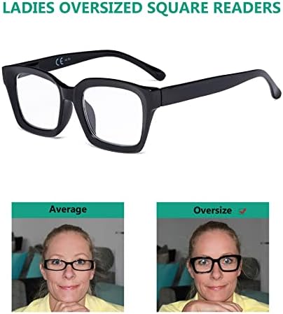 Eyekepper 4 Pack Ladies Reading Glasses - Oversized Square Design Readers for Women Transparent +1.50