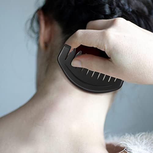 Gua Sha Comb, Natural Sibin Bian Stone Scalp Massage Comb, Facial GuaSha Tool for Lift and Puffiness, Jade Gua Sha Scraping Therapy Massager for Full Body Relax
