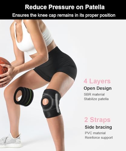 SUJAYU Knee Braces for Knee Pain Women Men, Patellar Tendon Support Strap, Knee Brace for Meniscus Tear Compression Sleeve for Knee Pain (Black)
