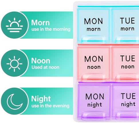 Large Weekly Pill Organizer 3 Times A Day,Travel Pill Cases ,Moisture-Proof 7 Day Pill Contaner,Medicine Pill Organizer, Portable for Pills Vitamin Fish Oil Supplements