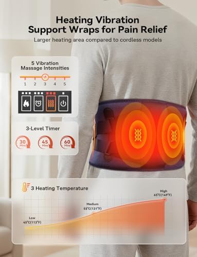 10000mAh Cordless Heating Pad for Back Pain Relief, Rechargeable Wearable Back Massager with 3 Heat, 5 Vibration & Timer, Portable Heating Pad for Daily Comfort Anywhere, Gifts for Women Men Mom Dad